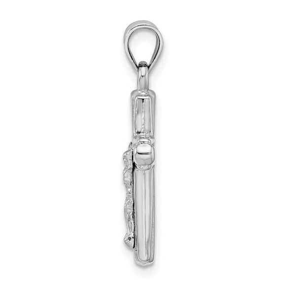 Million Charms 925 Sterling Silver Rhodium-plated Hollow Crucifix Pendant - Picture 2 of 4